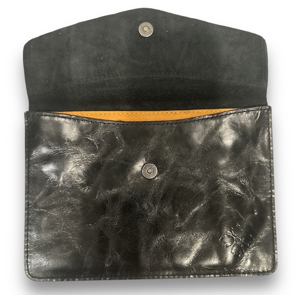 Patricia Nash Italian Leather Black Clutch Ipad Envelope Pouch Wallet Purse - Picture 3 of 5